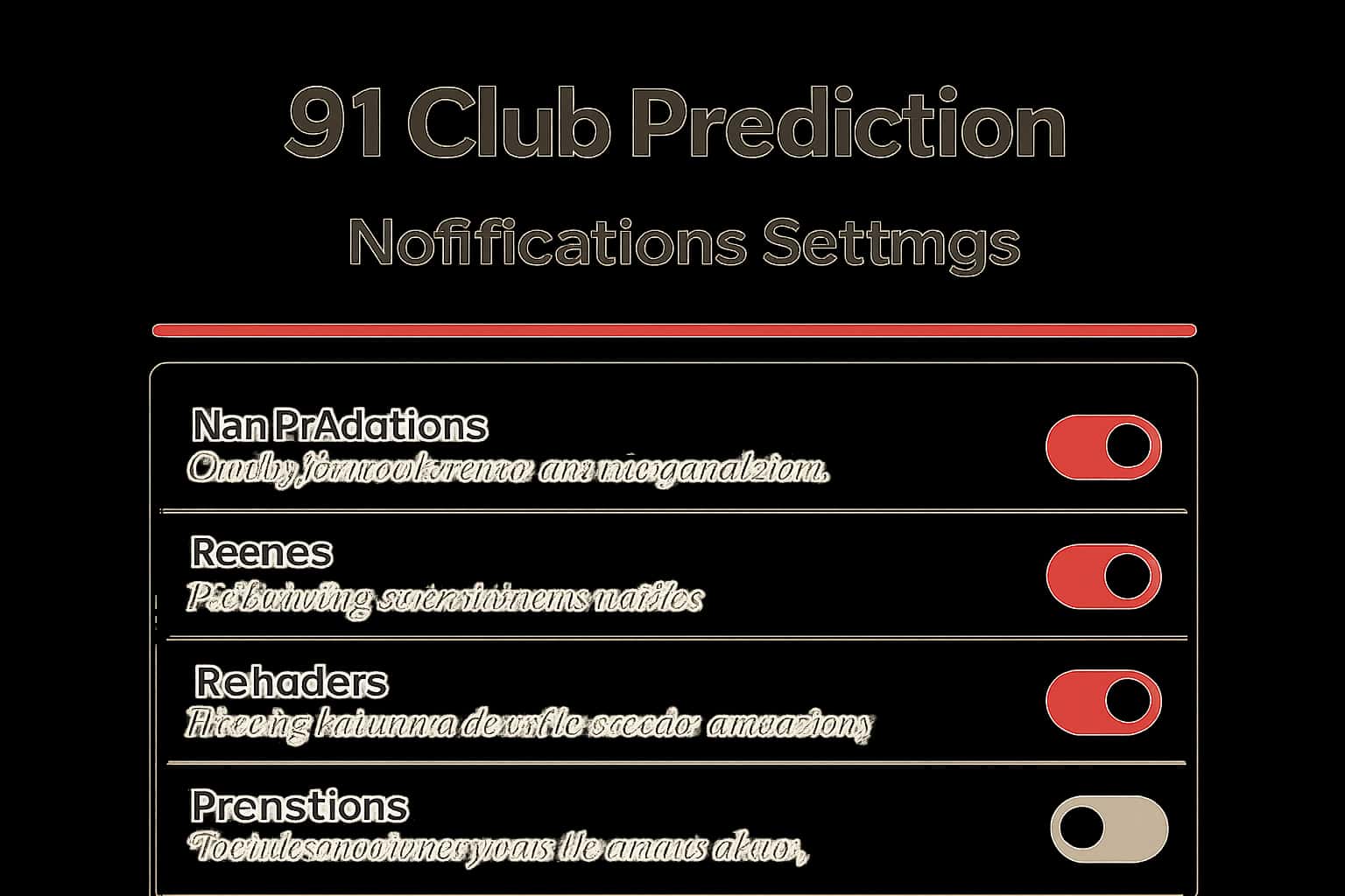 A visual representation of notifications settings for the 91 Club Prediction platform.