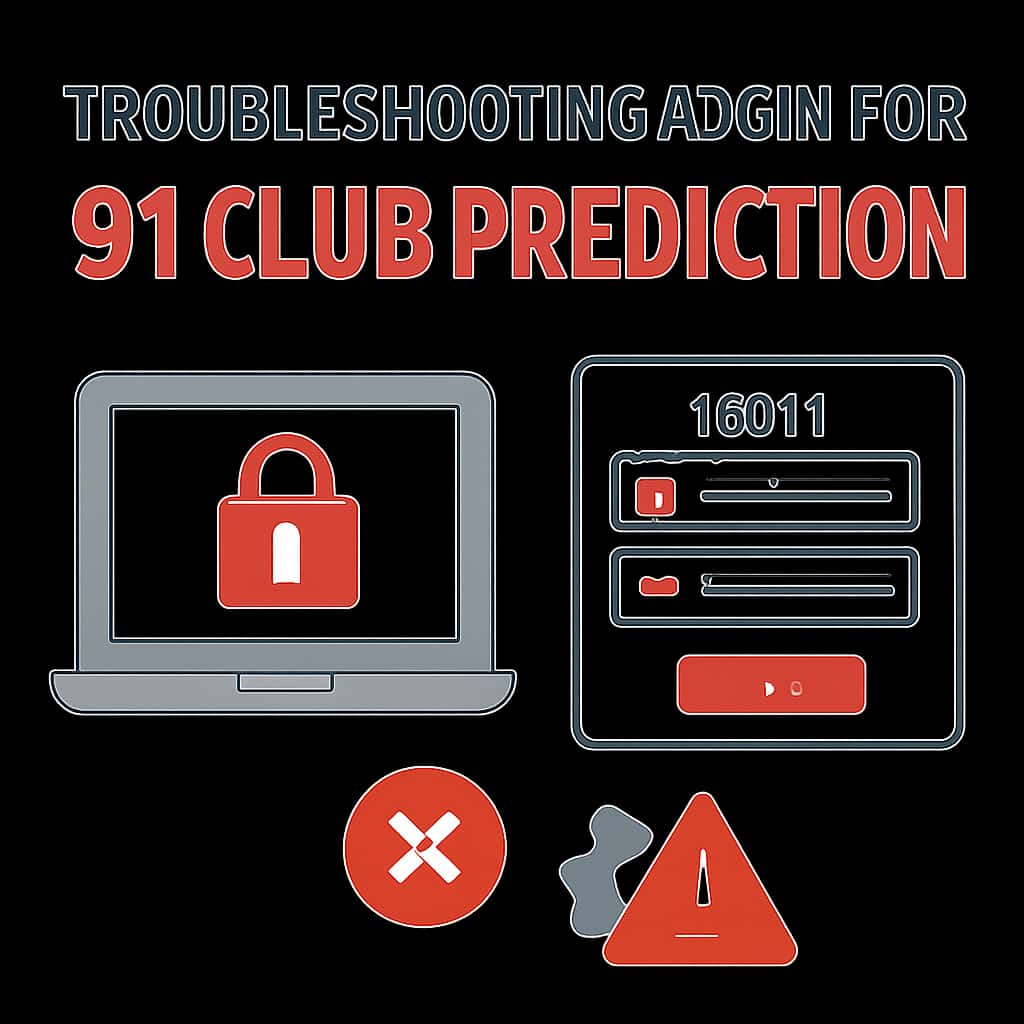 An educational diagram outlining troubleshooting steps for 91 Club Prediction login.